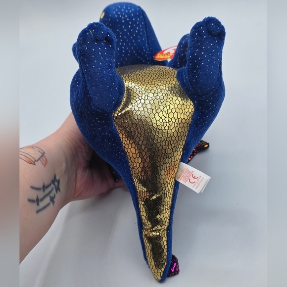 Ty Beanies Boos Saffire Blue & Gold Dragon Plush - Picture 10 of 12